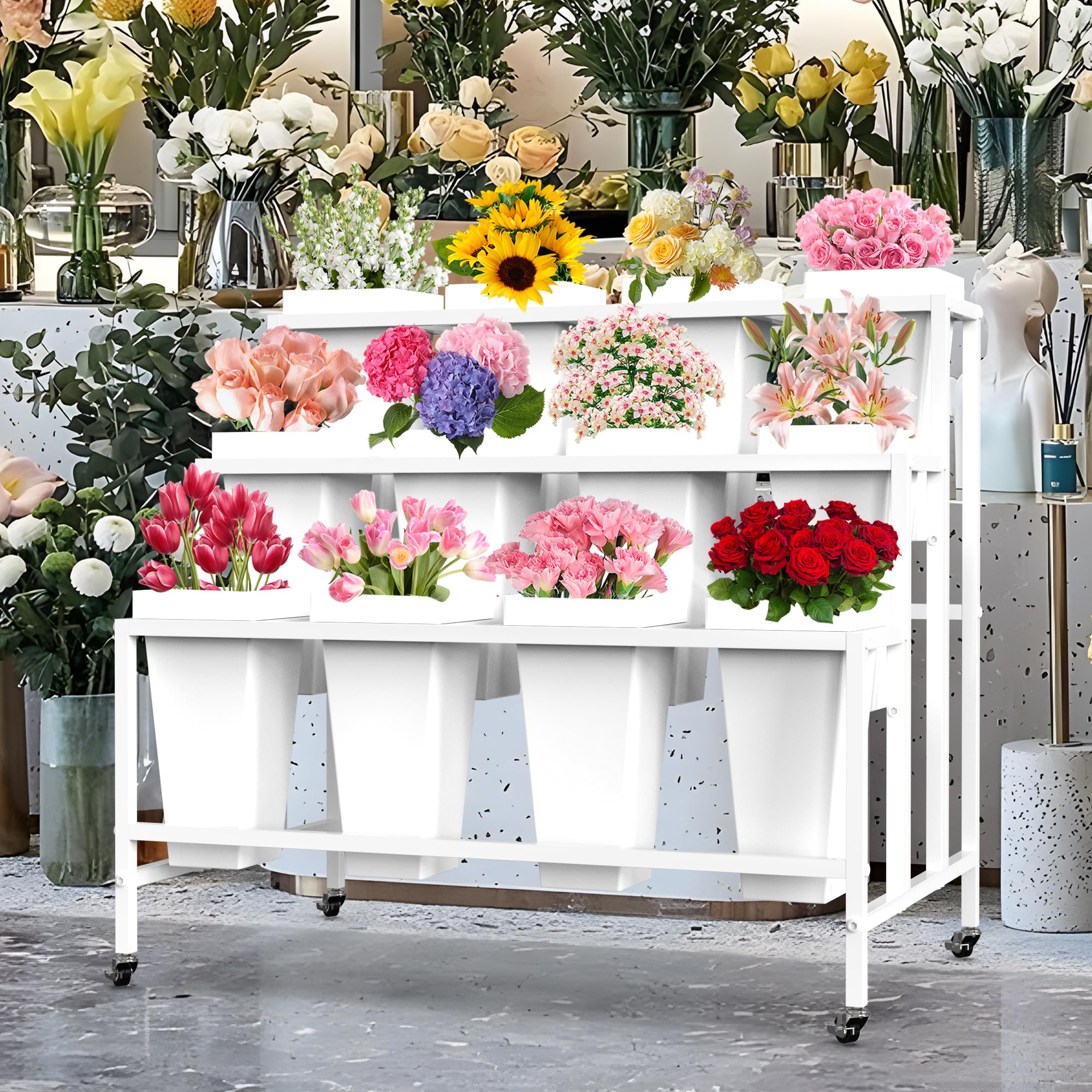 花瓶・フラワースタンド Flower stand tower Rattan three sets Amazon.com: PROLEE Flower Display Stand with 12 Buckets